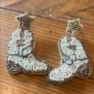 Beaded Cowboy Boot Earrings with Star